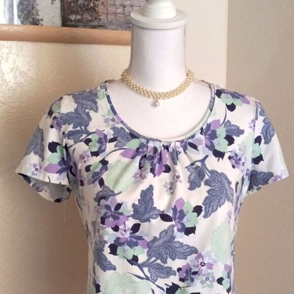 CROFT & BARROW FLORAL T-SHIRT 95% COTTON - Picture 2 of 6